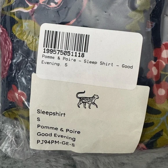 Printfresh Pomme & Poir Long Sleeve Pajama Top Size S Fruit & Floral TOP ONLY - Picture 5 of 5